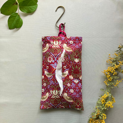 no.95 ボックスティッシュケース/つり下げタイプ/ウィリアムモリス/いちご泥棒/ブラック/黒/ギフト/鳥 7枚目の画像