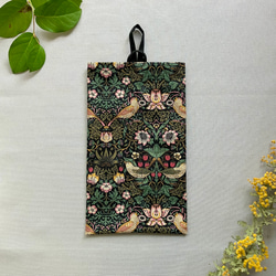 no.95 ボックスティッシュケース/つり下げタイプ/ウィリアムモリス/いちご泥棒/ブラック/黒/ギフト/鳥 2枚目の画像