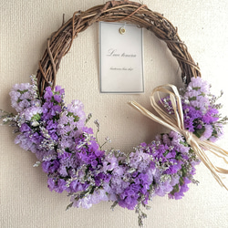 スターチスのリース　母の日　スターチス　紫　かわいい　リース　プレゼント　お祝い　結婚式　誕生日 3枚目の画像