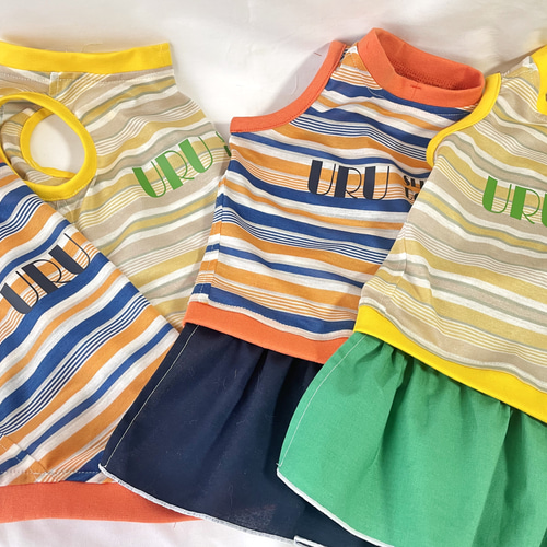 昭和レトロチックな「あそび着」オーダーページ　犬服ハンドメイド　おそろいヘアゴム 昭和レトロチックな「あそび着」オーダーページ 犬服ハンドメイド