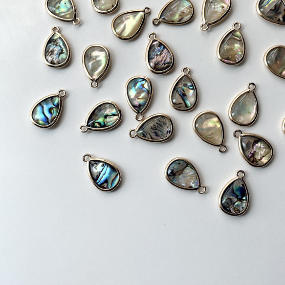 【4個】アバロンシェルチャーム＊雫型 2枚目の画像