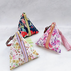 畳縁 テトラポーチ(三角ポーチ) 小物入れ キーケース ポーチ hiroko