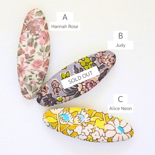 278】リバティプリント ハンドメイド オーバルパッチンピン