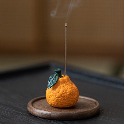 縁起物 みかんお香立て 香皿 仏壇用皿 香炉 線香皿 香立 お線香立 横