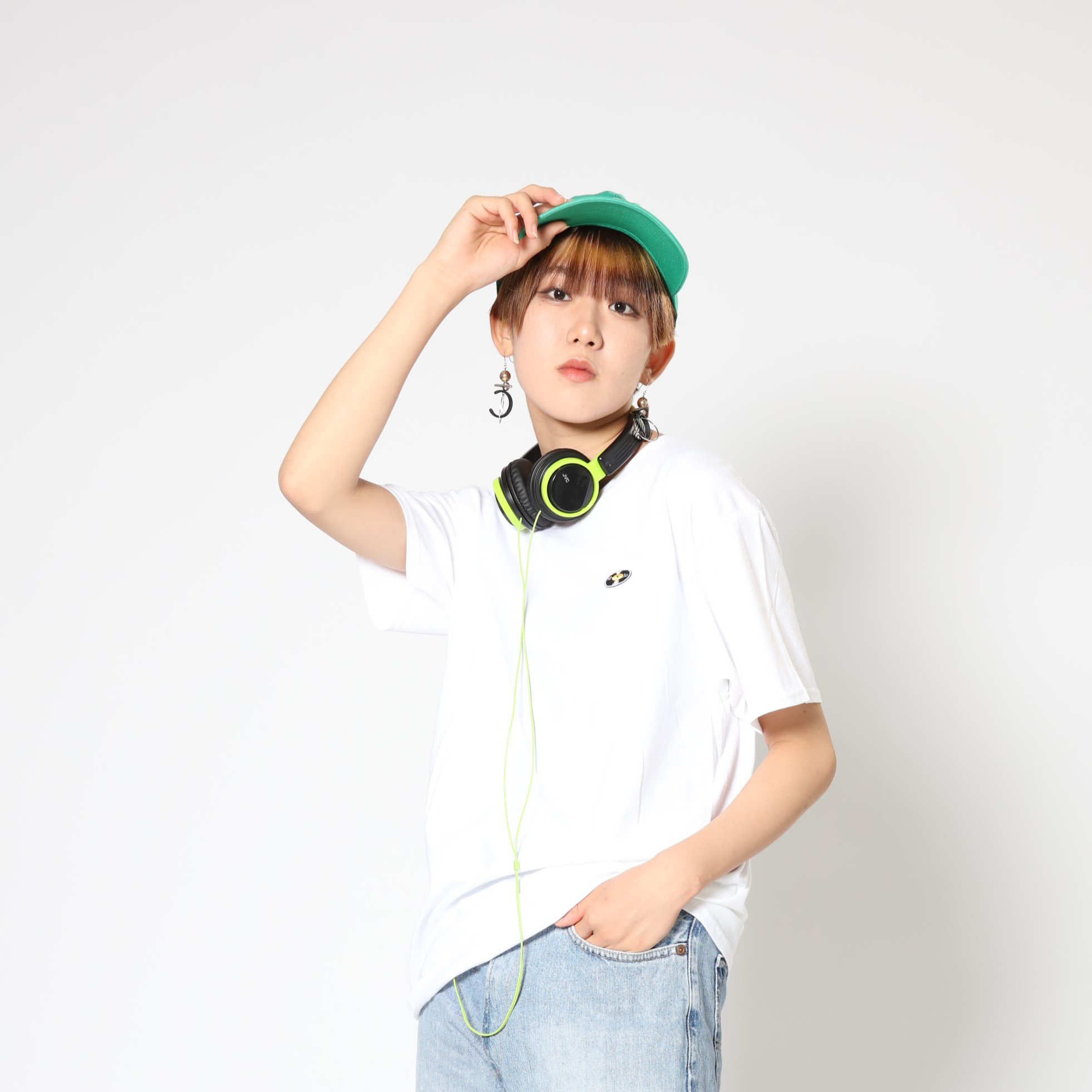 「レコードワッペン半袖Tシャツ（ELECTRIC FLOWER）」 ホワイト XLサイズ WATERFALLオリジナル