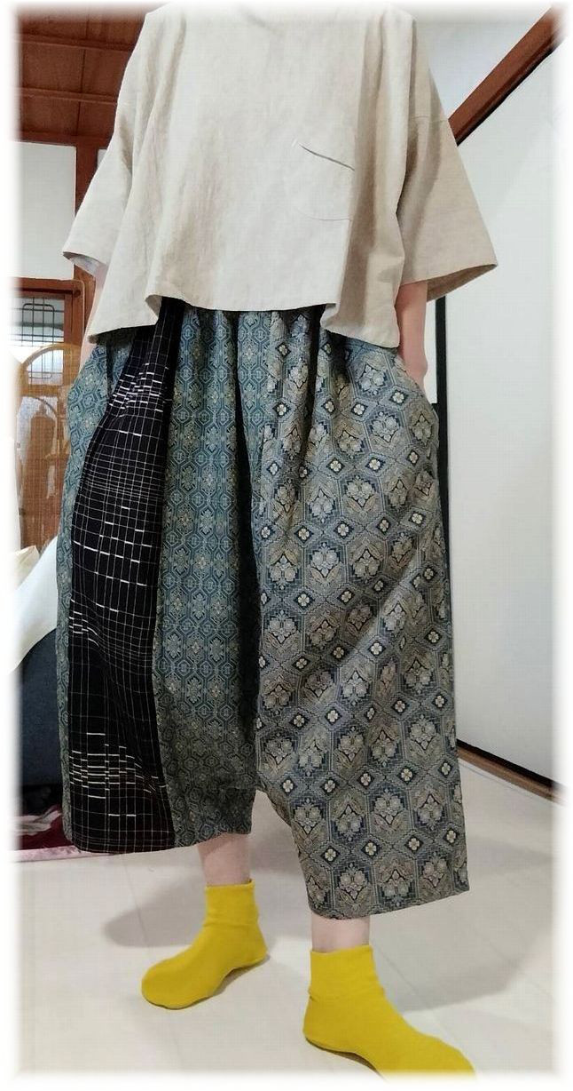 着物リメイク　サルエルパンツ　セットアップ