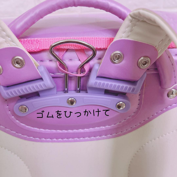 シンプルデザイン☆シャカシャカランドセルカバー　ピンク　デコパーツたっぷり 3枚目の画像