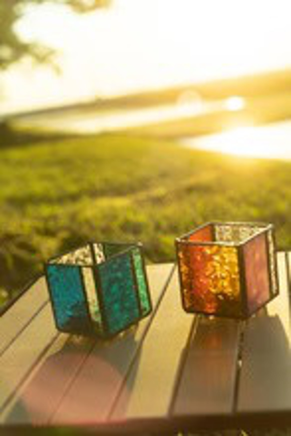 ステンドグラス　キャンドルホルダー　小物入れ 4枚目の画像