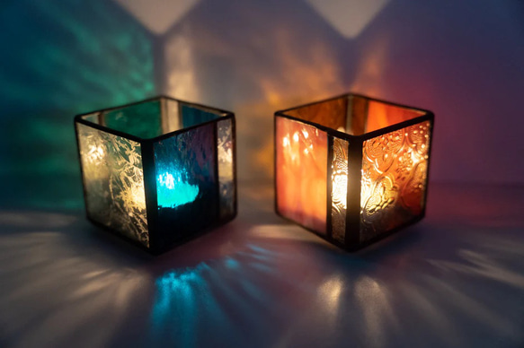 ステンドグラス　キャンドルホルダー　小物入れ 2枚目の画像