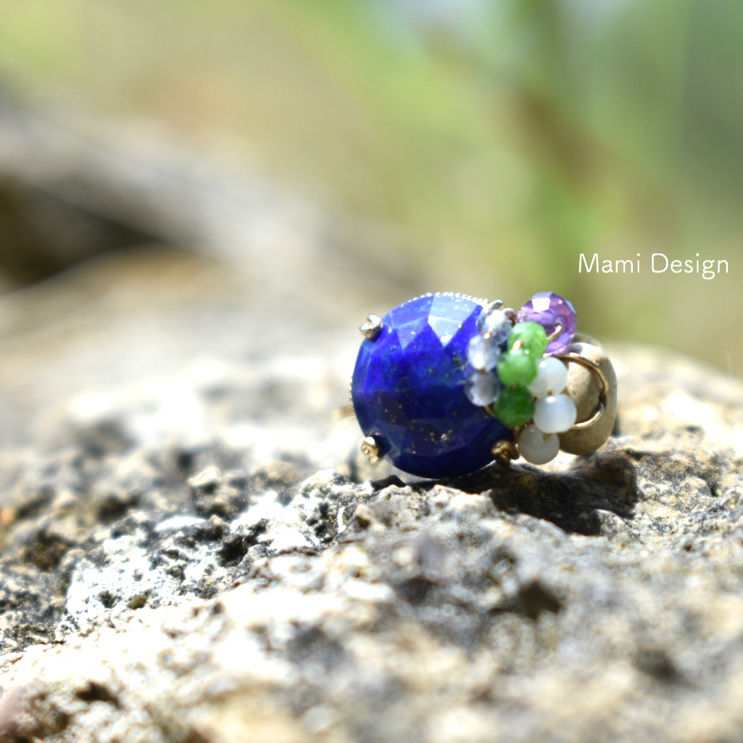 1点もの◆14KGF ラピスラズリとインプレッションストーンのオリジナルリング