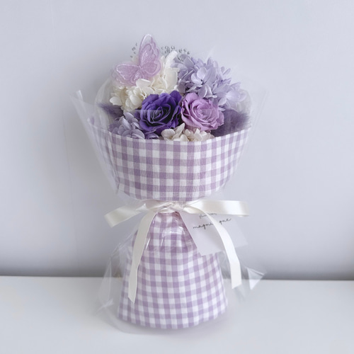 ギンガムブーケ【Mサイズ】 花束 ブーケ ギフト プリザーブドフラワー