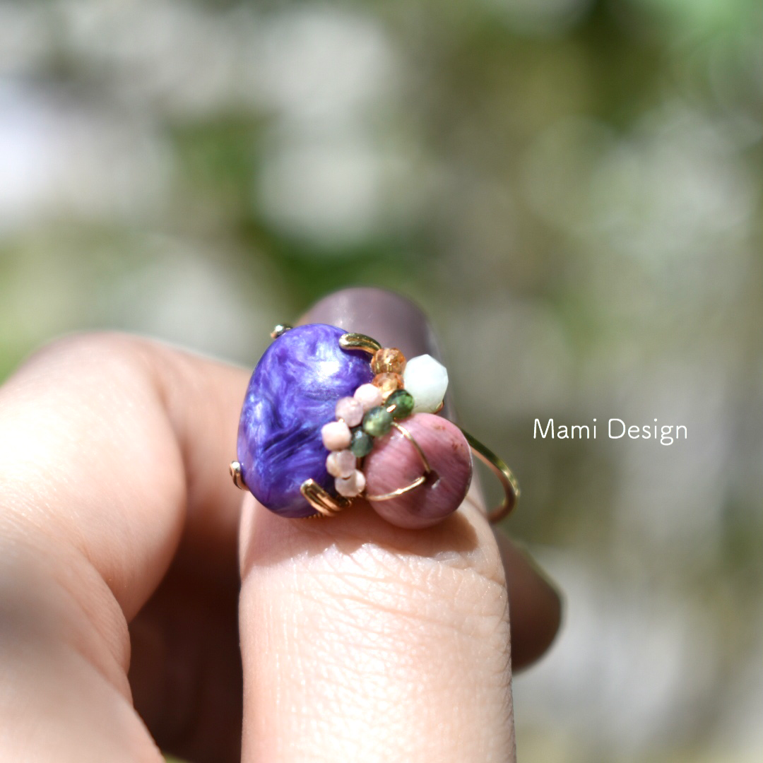 1点もの◆14KGF チャロアイトとシリシャスシストのオリジナルリング