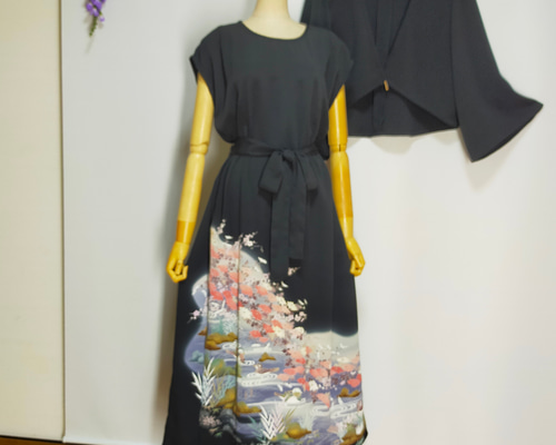 黒留袖アンサンブル*フレンチロングワンピース&ショートカーデ 黒留袖アンサンブル*フレンチロングワンピース&ショートカーデ