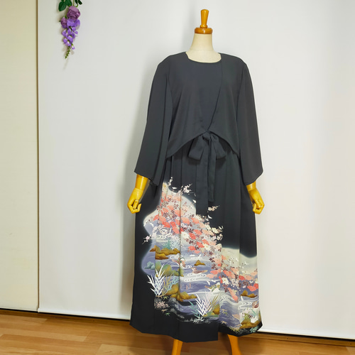 黒留袖アンサンブル*フレンチロングワンピース&ショートカーデ
