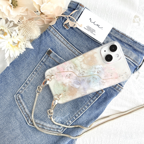 紫陽花 アルコールインクアート ニュアンス スマホケース iPhoneケース