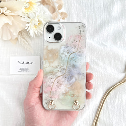 紫陽花 アルコールインクアート ニュアンス スマホケース iPhoneケース