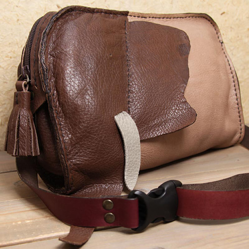 総手縫い】象 ゾウ さんの 本革 ショルダーバッグ ボディバッグ