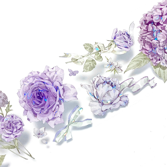 s-282●海外マスキングテープ 切り売り ／ 海外マステ  花 花束 フラワー 紫 パープル 9枚目の画像