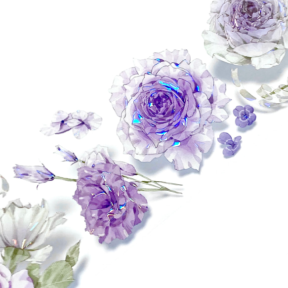 s-282●海外マスキングテープ 切り売り ／ 海外マステ  花 花束 フラワー 紫 パープル 1枚目の画像
