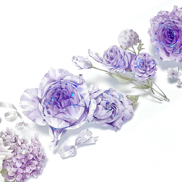 s-282●海外マスキングテープ 切り売り ／ 海外マステ  花 花束 フラワー 紫 パープル 10枚目の画像