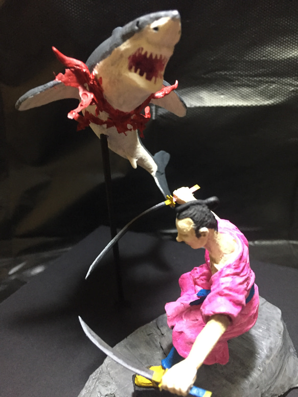 石粉粘土作品「The Shark and the Samurai」 2枚目の画像