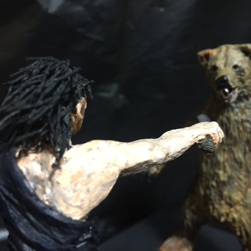 石粉粘土作品「The Bear and the Samurai」