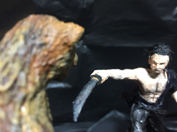 石粉粘土作品「The Bear and the Samurai」 石粉粘土作品「The Bear and the Samurai」