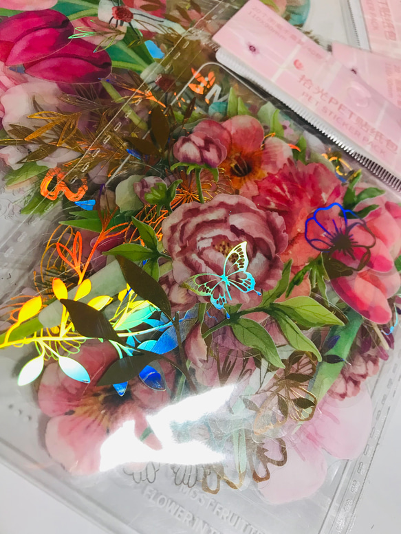 ホログラムお花フレークシール 1枚目の画像