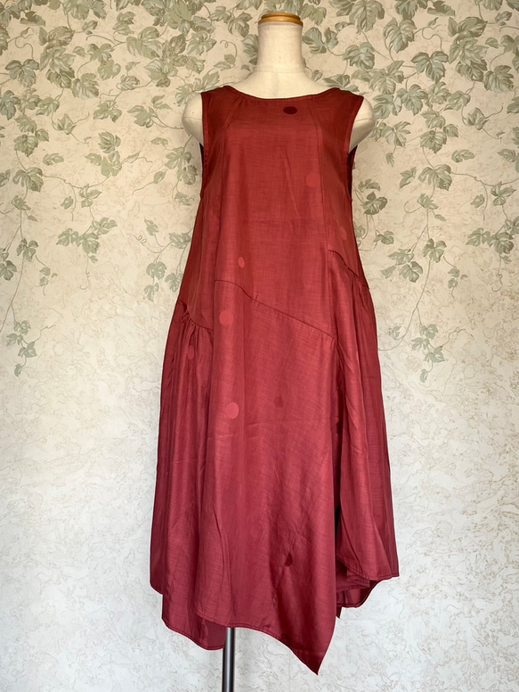 【着物リメイク】好奇心をそそる ハイセンスなワンピース 赤 