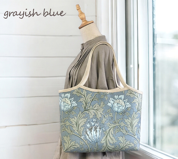 ◆2色から選べるアネモネ柄◆容量たっぷり大きめトートバッグ◆モリス◆OP有り 3枚目の画像