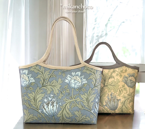 ◆2色から選べるアネモネ柄◆容量たっぷり大きめトートバッグ◆モリス◆OP有り 2枚目の画像