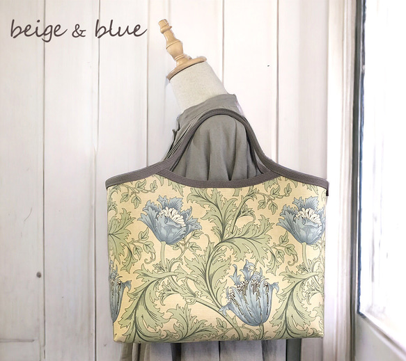 ◆2色から選べるアネモネ柄◆容量たっぷり大きめトートバッグ◆モリス◆OP有り 4枚目の画像