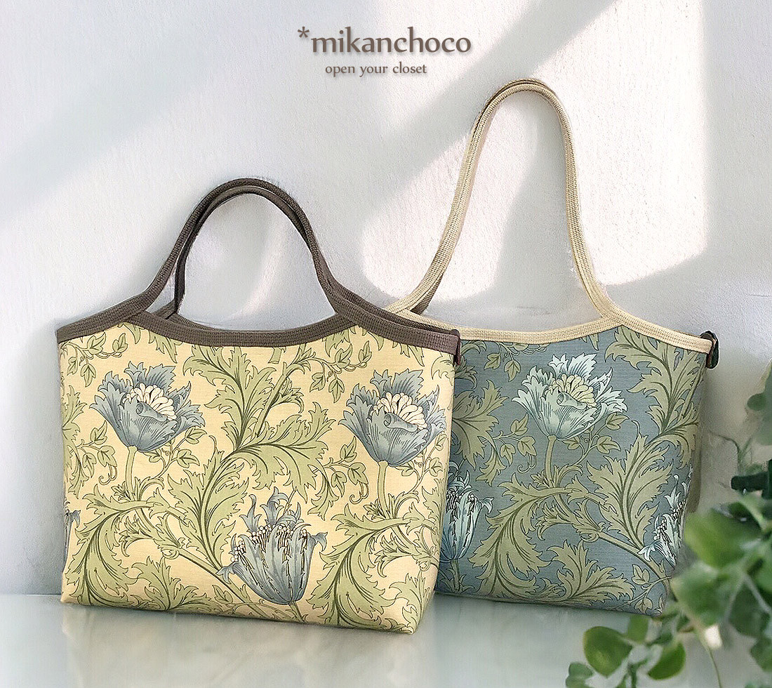 ◆2色から選べるアネモネ柄◆容量たっぷり大きめトートバッグ◆モリス◆OP有り