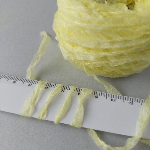 B425 手染めフリルステッチヤーン(イエロー) 素材糸 引き揃え糸 糸  