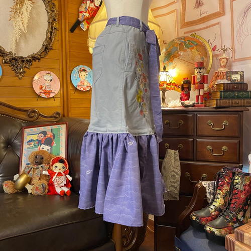 和洋折衷 着物 リメイク ロングスカート コラージュ パッチ