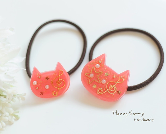 レジンヘアゴム♡猫ちゃんとうさちゃんのクリスマス・再販不可 レジンヘアゴム♡猫ちゃんとうさちゃんのクリスマス・再販不可