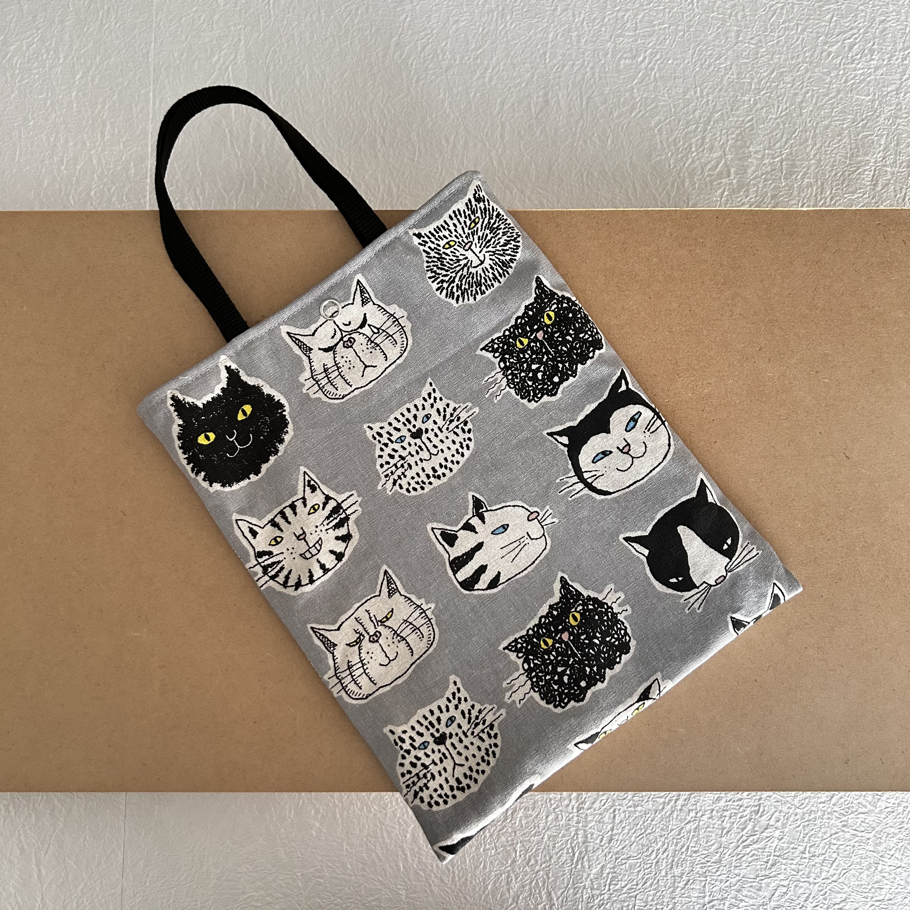 ハンドメイド　ミニミニぺったんこポーチ　鯉のぼり　トートバッグ　猫　黒　ピンク