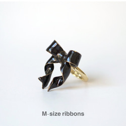 【リング】ピュアブラック  M／Lリボン ୨୧ Classical Ribbon ୨୧ 9枚目の画像