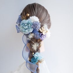 A005 アメリカンフラワー 髪飾り ゴールド 成人式 卒業式 結婚式 前