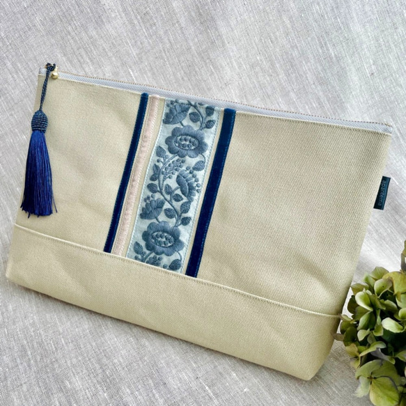 《母の日セット2024》インド刺繍と帆布のバッグinバッグ＆ミニトートバッグの2点セット- Vanille ヴァニーユ 3枚目の画像