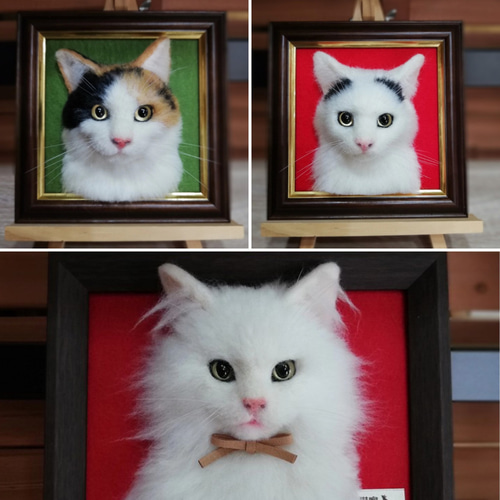 ✿あき様用✿羊毛フエルト✿ミニ額縁ふぅ✿ネコとチョウチョ✿ ✿あき