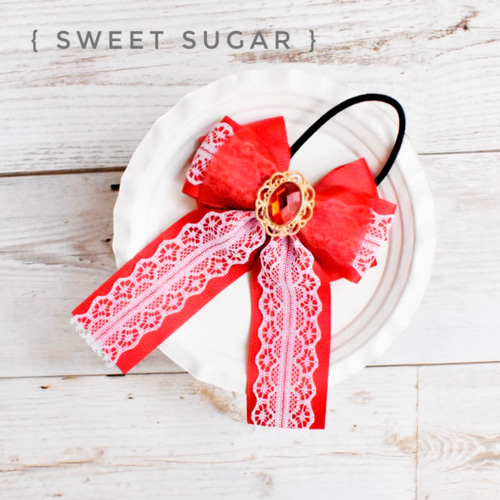 推し活リボン【ペンライトリボン】 ヘアゴム ｛ sweet sugar