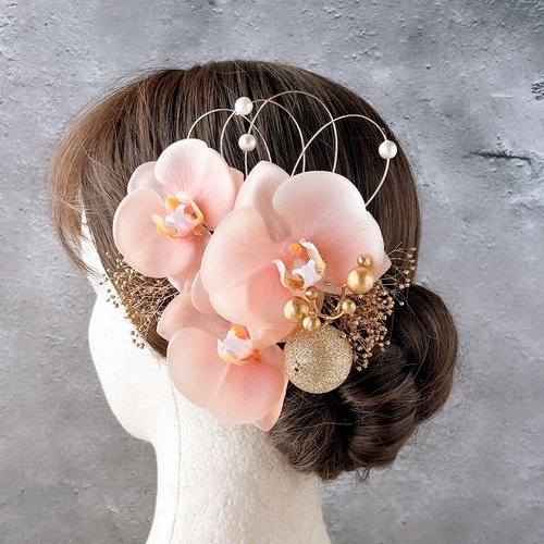 ふんわり胡蝶蘭髪飾り 結婚式 成人式 胡蝶蘭 和装 振袖 卒業式 白無垢
