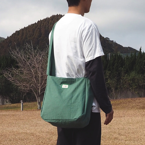 てがた - 綿麻 ショルダーバッグ コットンリネン（green） ショルダー 