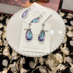 ドロップ型クリスタルイヤリングS（バミューダブルー） イヤリング