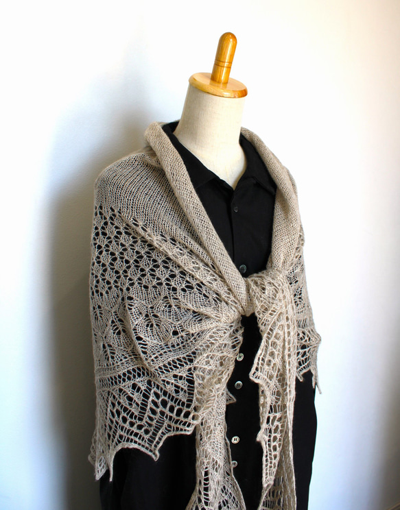 大判・超極細レースショール ポッサム・メリノ・シルク 無着色  