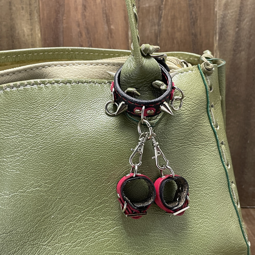 リングリザードのミニ首輪&ミニ手枷チャーム スパイク バッグチャーム