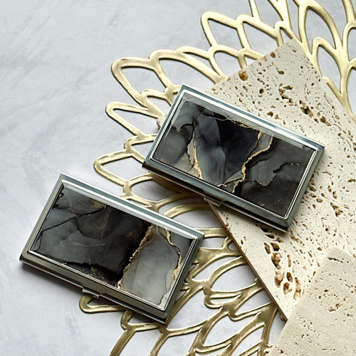 クリスマスギフトに✨ 大理石風名刺入れ アルコールインクアートカード  