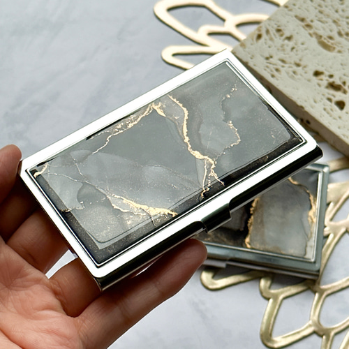 クリスマスギフトに✨ 大理石風名刺入れ アルコールインクアートカード  