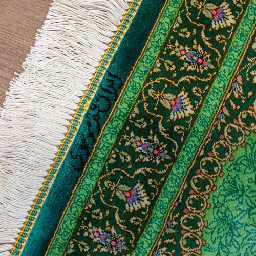 87×61cm 【ペルシャ絨毯 クム産 モサウィ房 シルク 100 87×61cm 【ペルシャ絨毯 クム産 モサウィ房 シルク 100